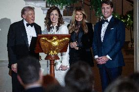 US President Donald J. Trump delivers remarks during the Congressional Ball at the White House