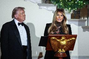 US President Donald J. Trump delivers remarks during the Congressional Ball at the White House