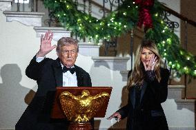 US President Donald J. Trump delivers remarks during the Congressional Ball at the White House