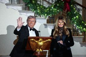 US President Donald J. Trump delivers remarks during the Congressional Ball at the White House