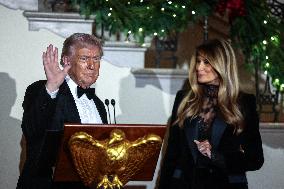 US President Donald J. Trump delivers remarks during the Congressional Ball at the White House