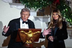 US President Donald J. Trump delivers remarks during the Congressional Ball at the White House