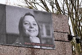 Display Of Portrait of Cecile Kohler Currently Detained In Iran - Strasbourg
