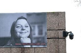 Display Of Portrait of Cecile Kohler Currently Detained In Iran - Strasbourg