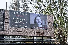 Display Of Portrait of Cecile Kohler Currently Detained In Iran - Strasbourg