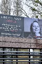 Display Of Portrait of Cecile Kohler Currently Detained In Iran - Strasbourg