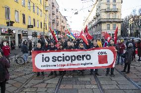 General Strike Demonstration by CIGL Lombardia - Milan