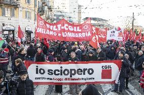 General Strike Demonstration by CIGL Lombardia - Milan