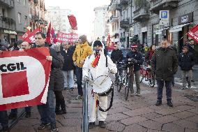 General Strike Demonstration by CIGL Lombardia - Milan