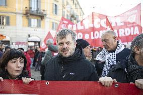 General Strike Demonstration by CIGL Lombardia - Milan