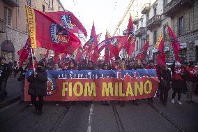 General Strike Demonstration by CIGL Lombardia - Milan