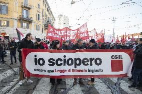 General Strike Demonstration by CIGL Lombardia - Milan