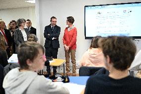 French Prime Minister Attends School Inauguration - Rugles