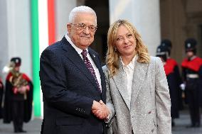 Giorgia Meloni receives Mahmoud Abbas at Palazzo Chigi - Rome
