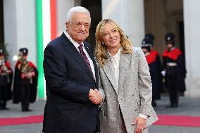 Giorgia Meloni receives Mahmoud Abbas at Palazzo Chigi - Rome