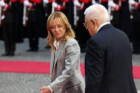 Giorgia Meloni receives Mahmoud Abbas at Palazzo Chigi - Rome