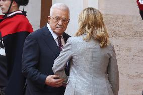 Giorgia Meloni receives Mahmoud Abbas at Palazzo Chigi - Rome