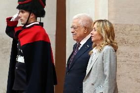Giorgia Meloni receives Mahmoud Abbas at Palazzo Chigi - Rome