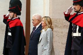 Giorgia Meloni receives Mahmoud Abbas at Palazzo Chigi - Rome