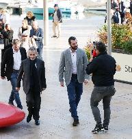 Nicolas Sarkozy And Son Leave Restaurant To Attend Book Signing - France