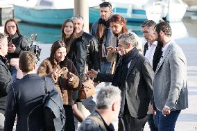 Nicolas Sarkozy And Son Leave Restaurant To Attend Book Signing - France