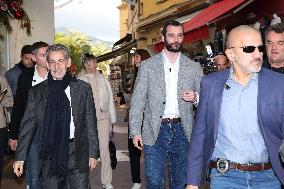 Nicolas Sarkozy And Son Leave Restaurant To Attend Book Signing - France