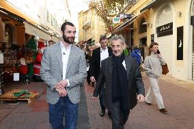 Nicolas Sarkozy And Son Leave Restaurant To Attend Book Signing - France