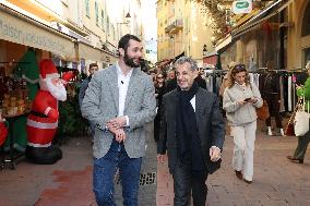 Nicolas Sarkozy And Son Leave Restaurant To Attend Book Signing - France
