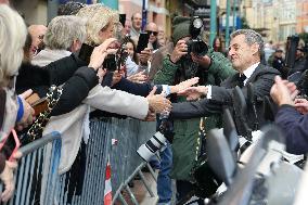 Nicolas Sarkozy And Son Leave Restaurant To Attend Book Signing - France