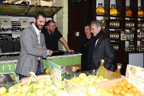 Nicolas Sarkozy And Son Leave Restaurant To Attend Book Signing - France