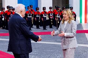 Giorgia Meloni Receives Mahmoud Abbas at Palazzo Chigi - Rome