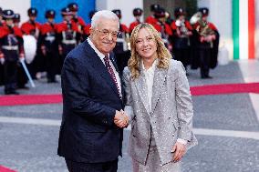Giorgia Meloni Receives Mahmoud Abbas at Palazzo Chigi - Rome