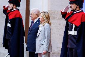 Giorgia Meloni Receives Mahmoud Abbas at Palazzo Chigi - Rome