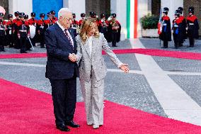Giorgia Meloni Receives Mahmoud Abbas at Palazzo Chigi - Rome