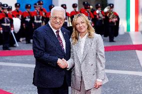 Giorgia Meloni Receives Mahmoud Abbas at Palazzo Chigi - Rome