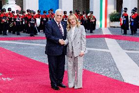 Giorgia Meloni Receives Mahmoud Abbas at Palazzo Chigi - Rome