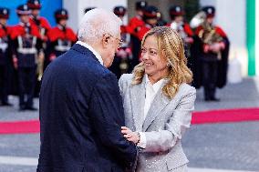 Giorgia Meloni Receives Mahmoud Abbas at Palazzo Chigi - Rome