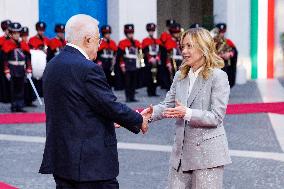 Giorgia Meloni Receives Mahmoud Abbas at Palazzo Chigi - Rome