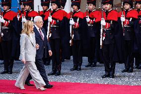 Giorgia Meloni Receives Mahmoud Abbas at Palazzo Chigi - Rome