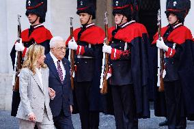 Giorgia Meloni Receives Mahmoud Abbas at Palazzo Chigi - Rome