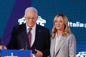 PM Giorgia Meloni and President Mahmoud Abbas at the Fratelli d'Italia FDI Atreju 2025 Event - Rome