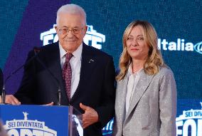 PM Giorgia Meloni and President Mahmoud Abbas at the Fratelli d'Italia FDI Atreju 2025 Event - Rome
