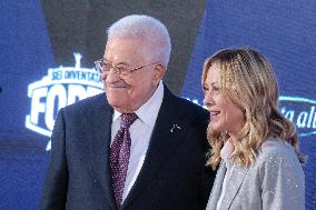 PM Giorgia Meloni and President Mahmoud Abbas at the Fratelli d'Italia FDI Atreju 2025 Event - Rome