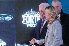 PM Giorgia Meloni and President Mahmoud Abbas at the Fratelli d'Italia FDI Atreju 2025 Event - Rome