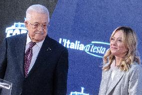 PM Giorgia Meloni and President Mahmoud Abbas at the Fratelli d'Italia FDI Atreju 2025 Event - Rome