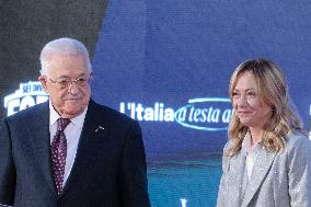 PM Giorgia Meloni and President Mahmoud Abbas at the Fratelli d'Italia FDI Atreju 2025 Event - Rome