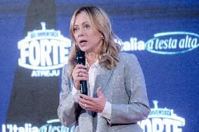 PM Giorgia Meloni and President Mahmoud Abbas at the Fratelli d'Italia FDI Atreju 2025 Event - Rome