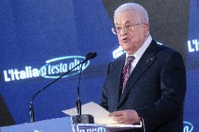 PM Giorgia Meloni and President Mahmoud Abbas at the Fratelli d'Italia FDI Atreju 2025 Event - Rome