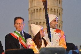 Arrival Of Olympic Flame in the Piazza dei Miracoli - Pisa
