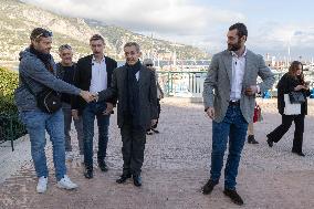 Nicolas Sarkozy And His Son On His Way To Book Signing - Menton